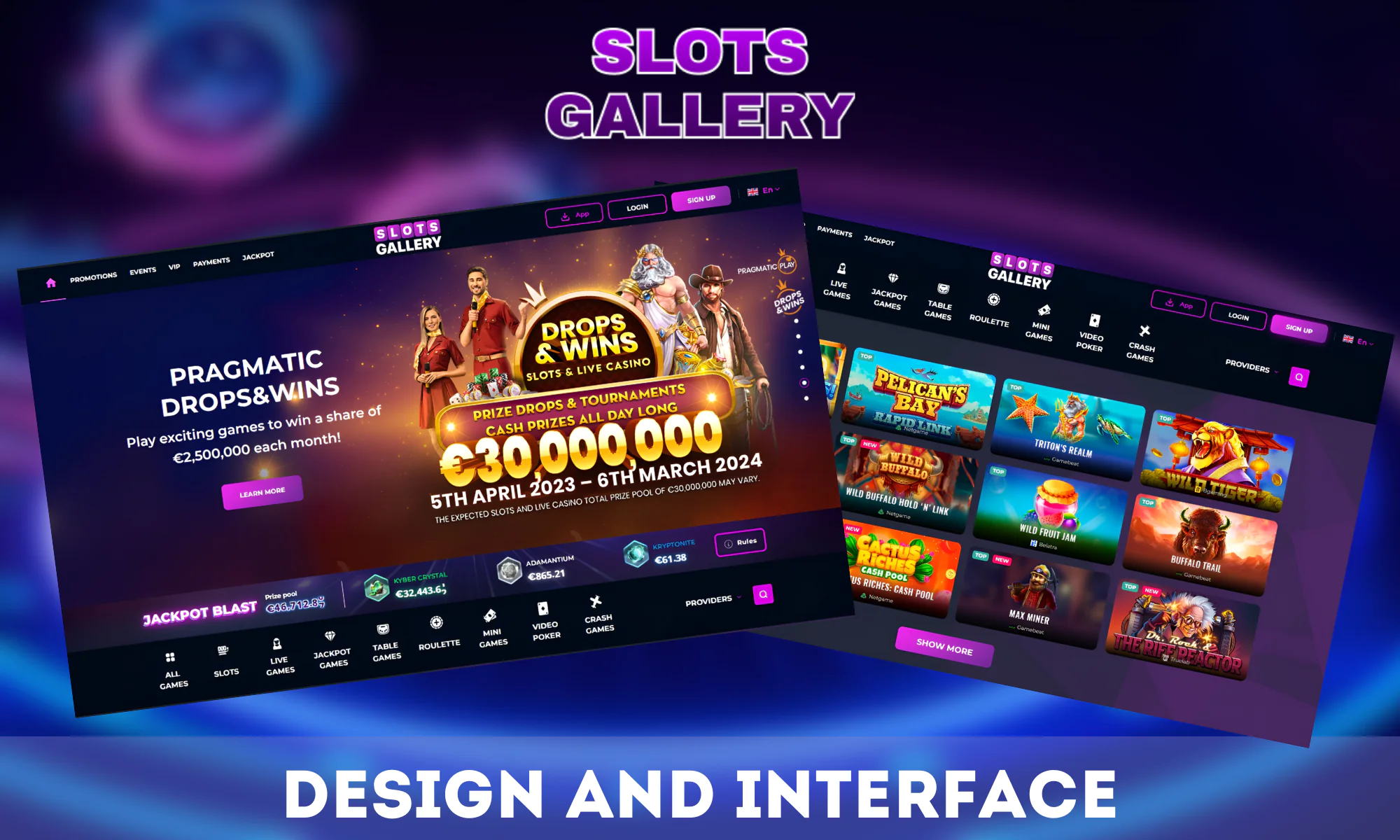 Slots Gallery has a user-friendly interface in a modern style