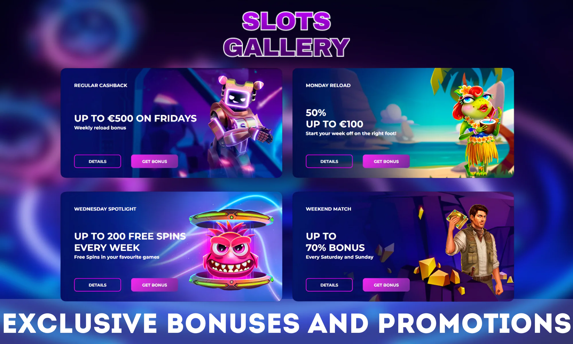 Slots Gallery offers its users unique bonuses