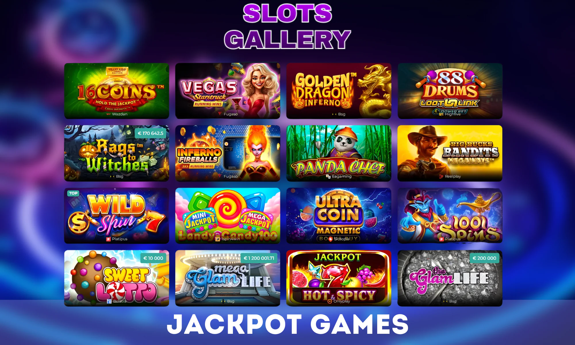 Slots Gallery boasts progressive jackpots