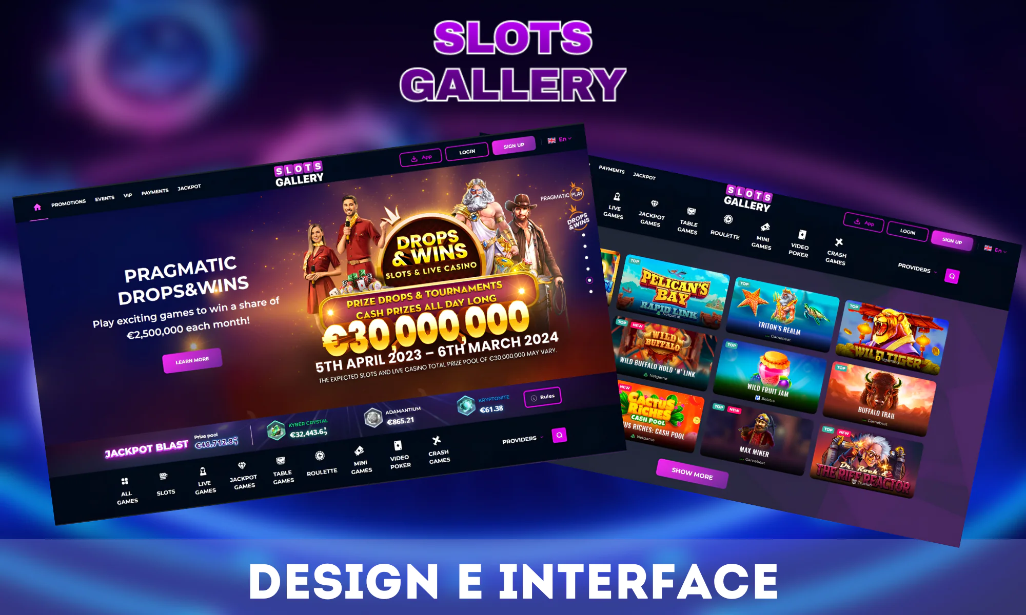 A Slots Gallery tem uma interface fácil de usar em estilo moderno
