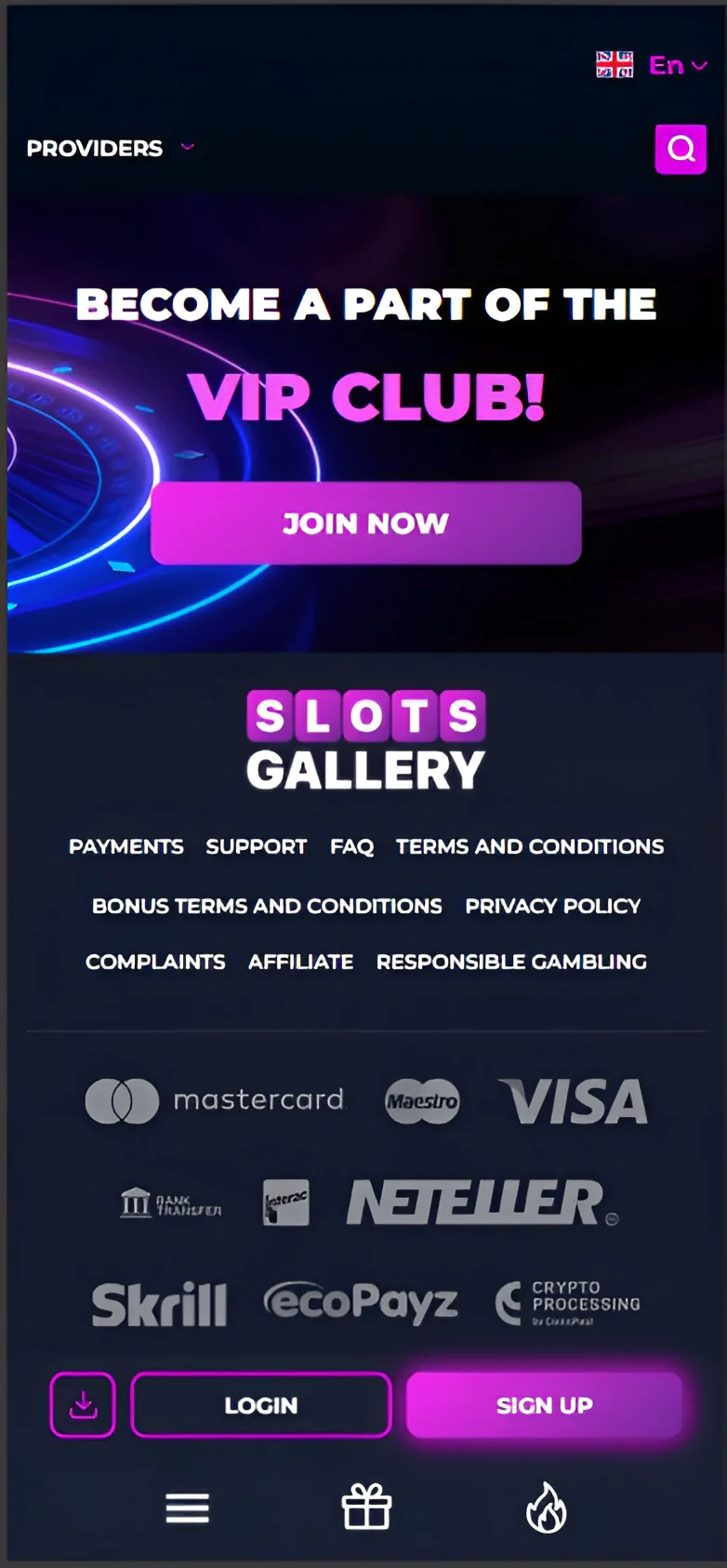 VIP Club in the Slots Gallery App in Canada