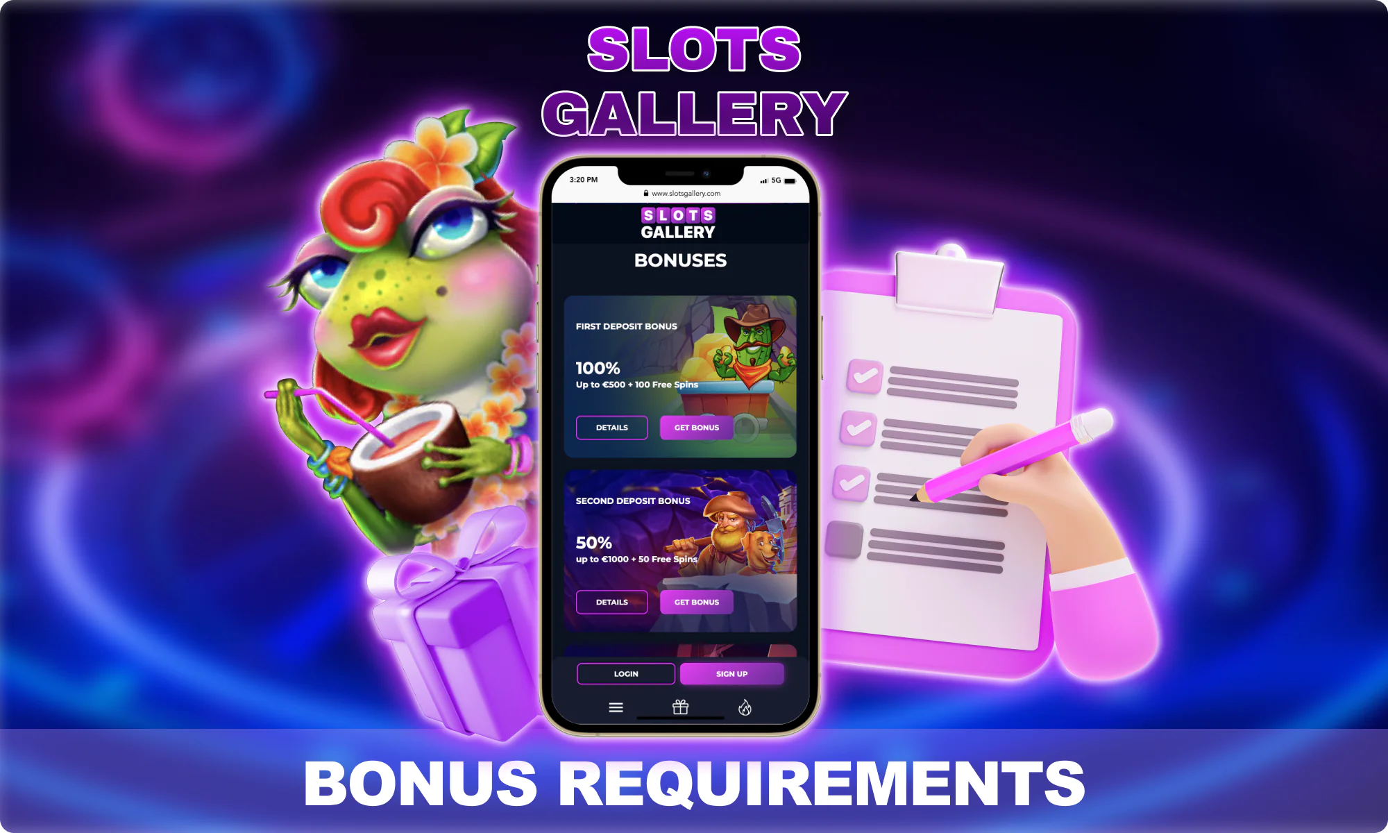 Bonuses terms and conditions at Slots Gallery Casino