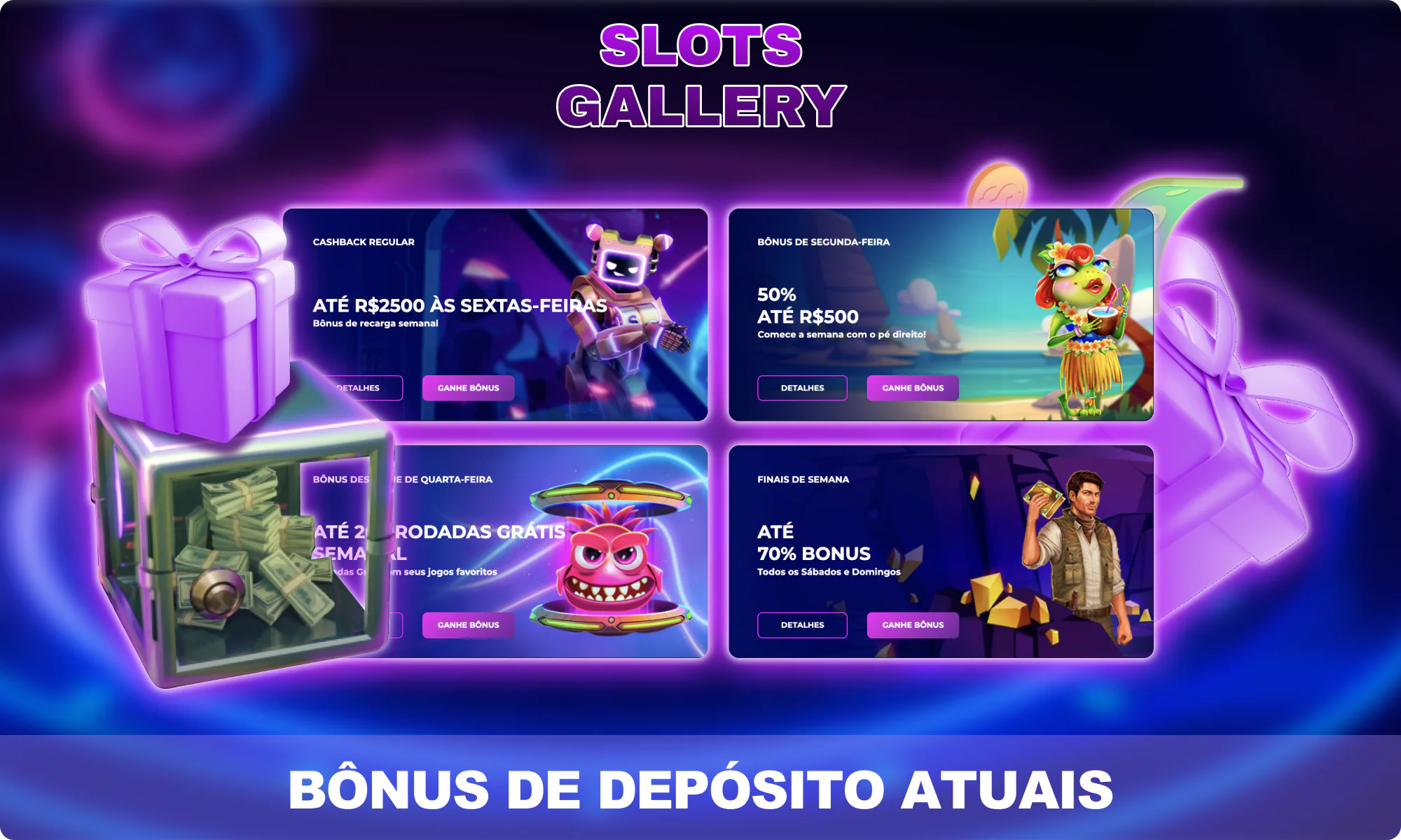 Bônus de depósito disponíveis para jogadores no site Slots Gallery Brazil