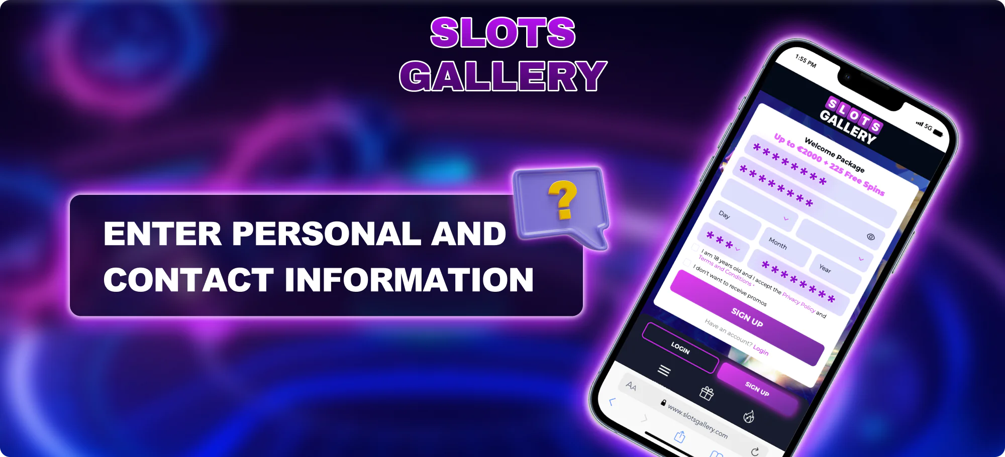 Enter personal data for registration - Slots Casino Australia