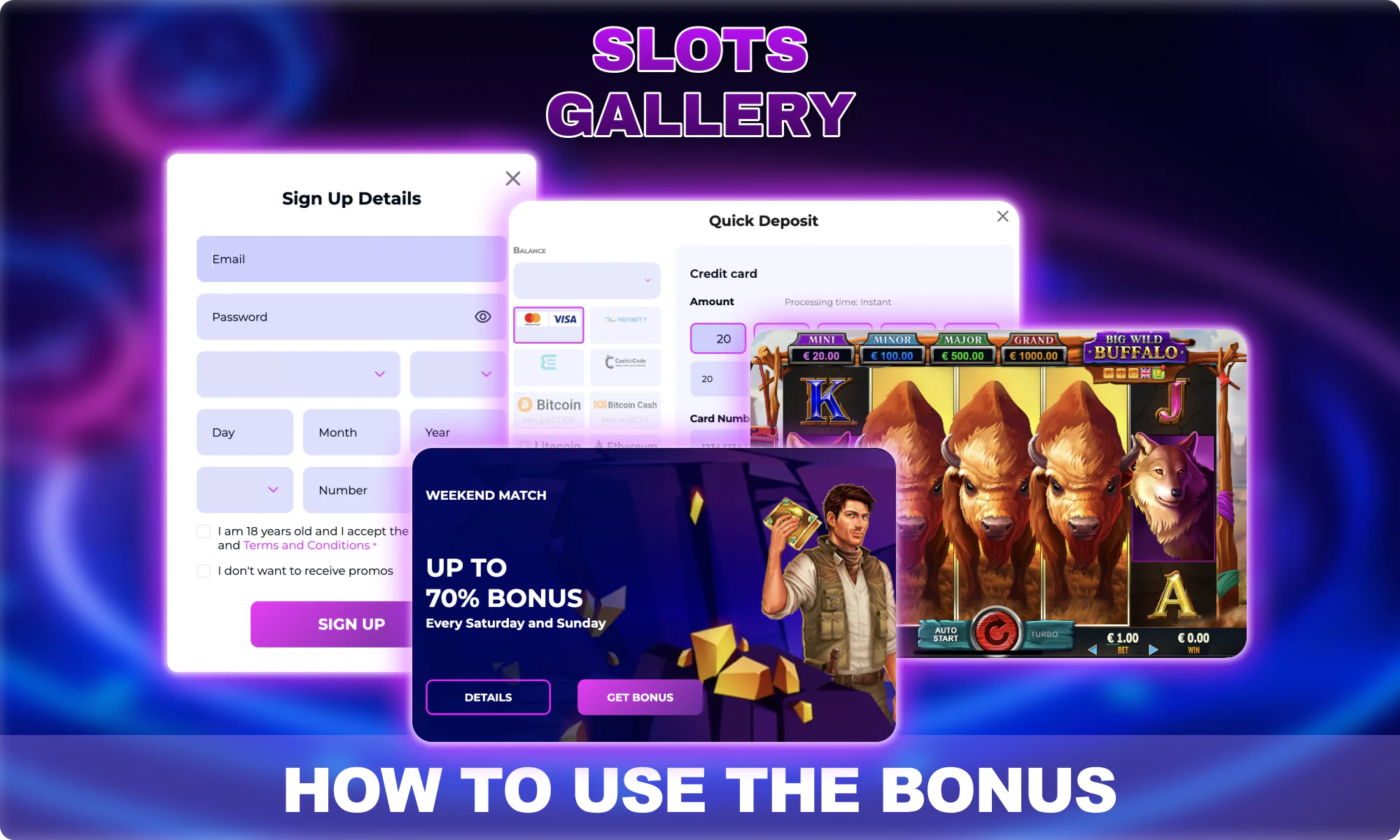 Bonuses at Slots Gallery and how to use them
