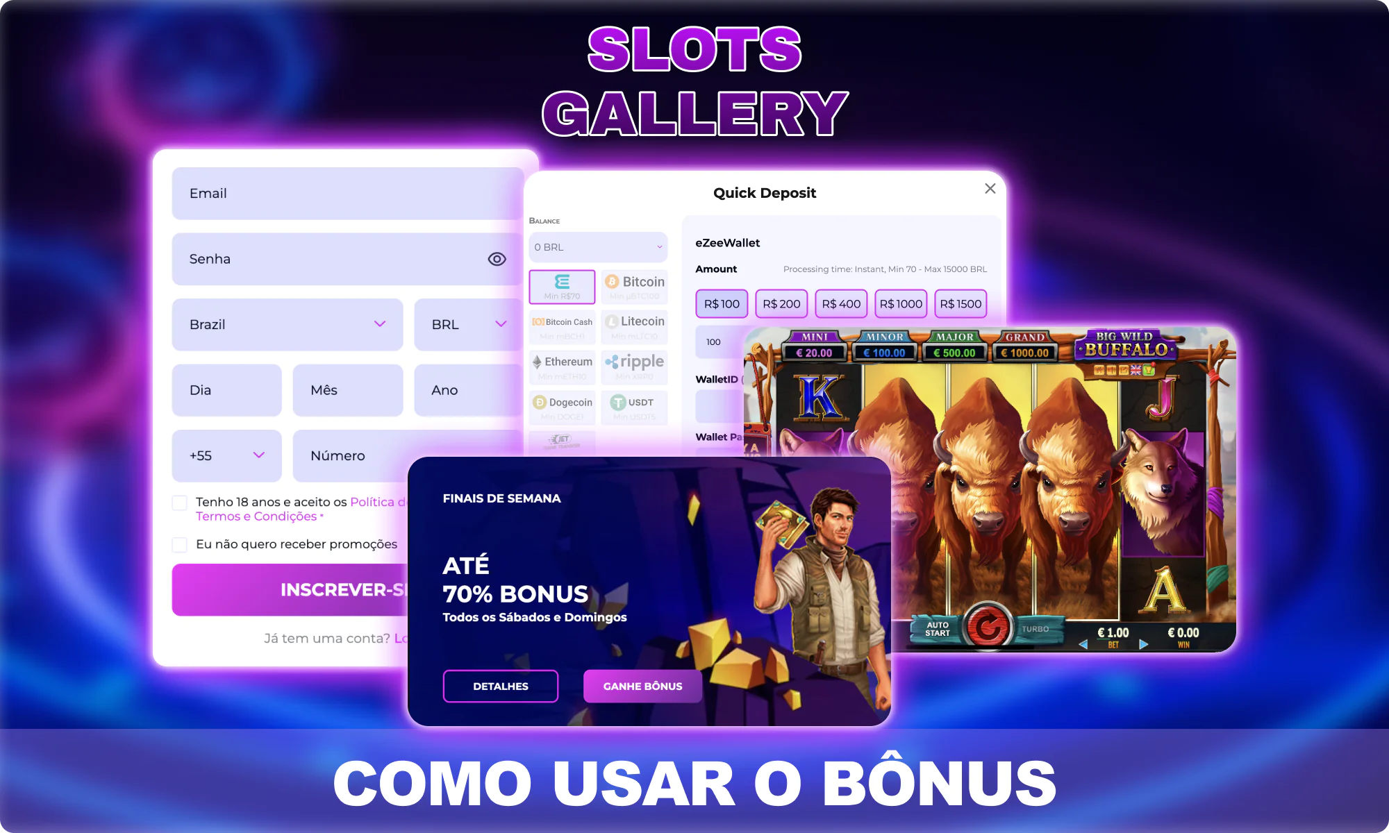 Como ativar bônus no site Slots Gallery para jogadores do Brasil.