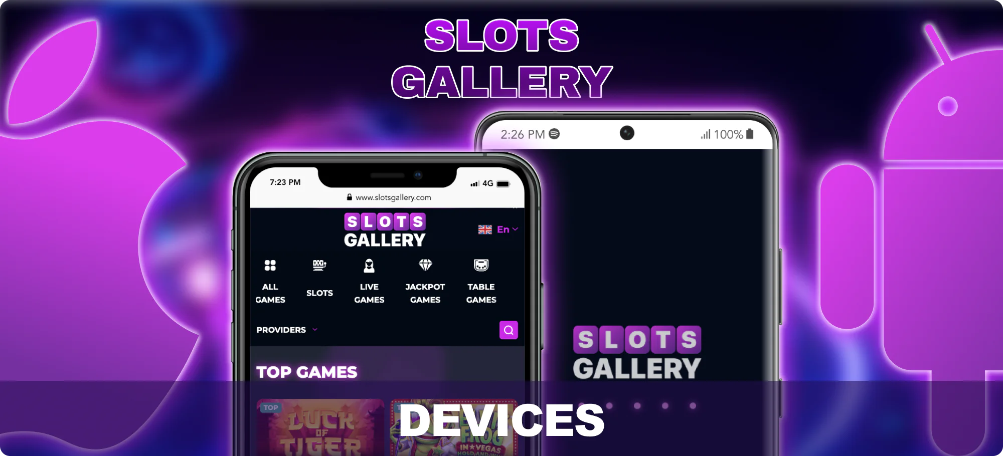 Devices supporting Slots Gallery Mobile App for players from Australia