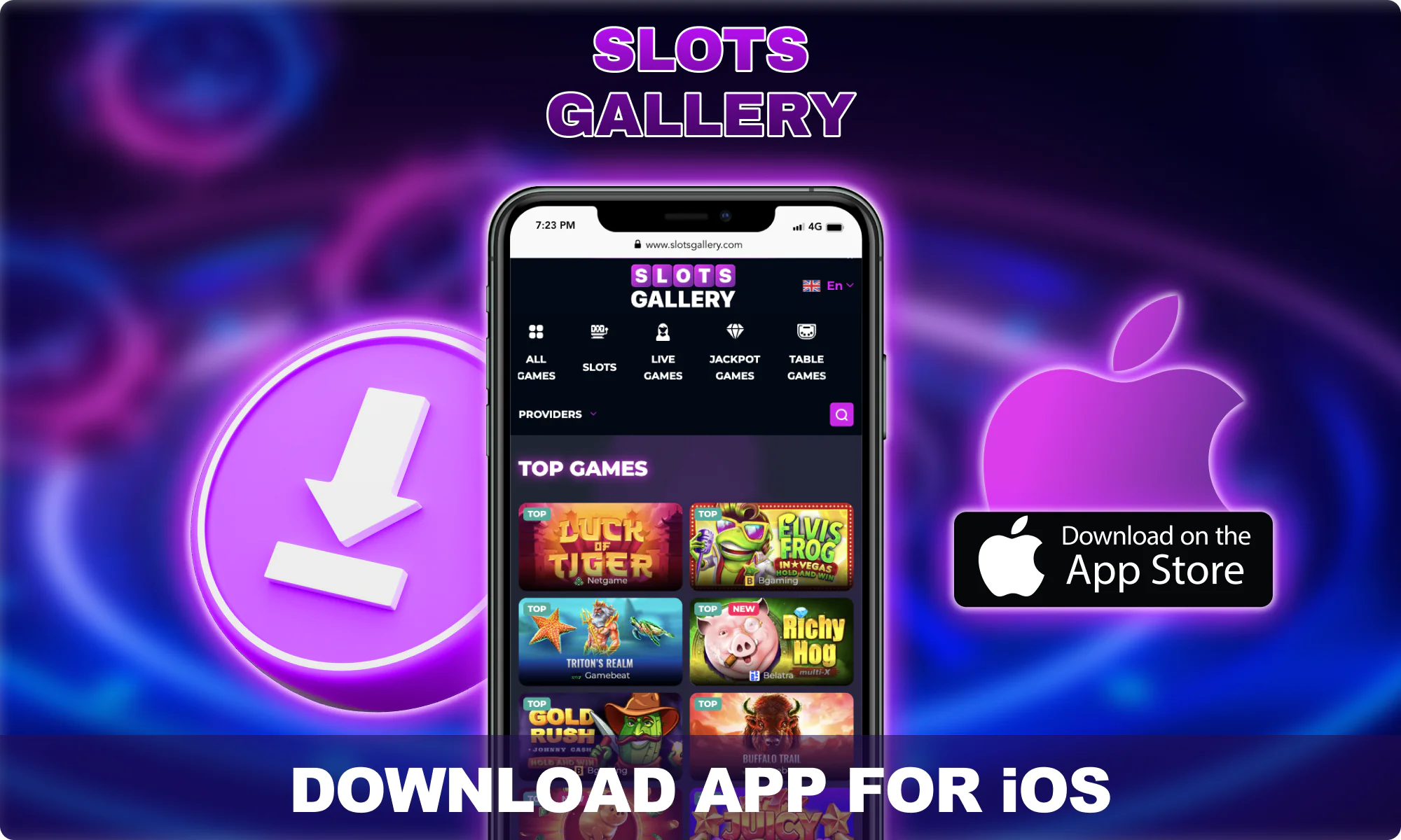 Download iOS App for Slots Gallery players