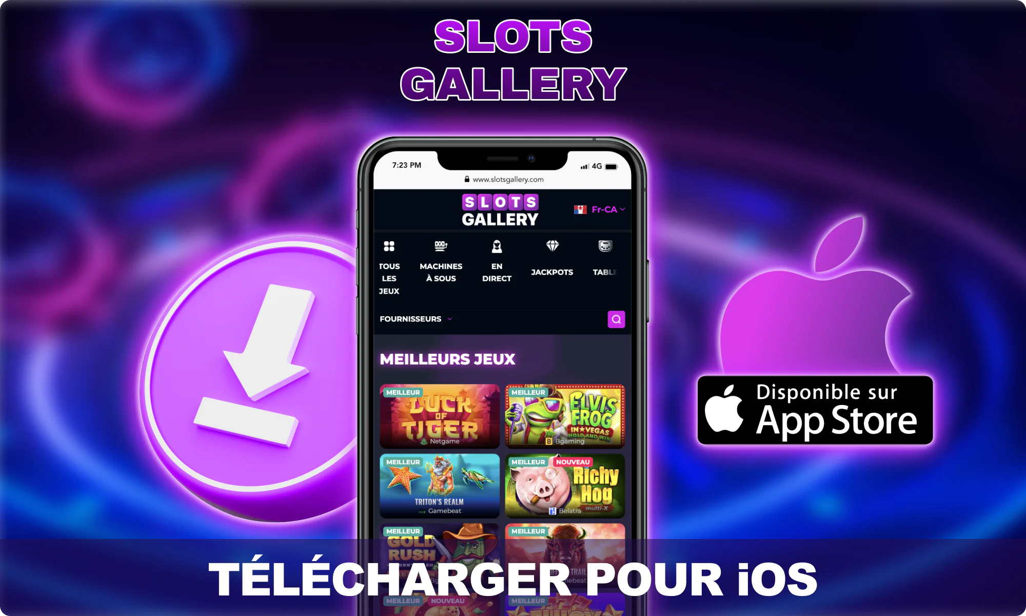 Téléchargez l'application iOS pour les joueurs canadiens de Slots Gallery