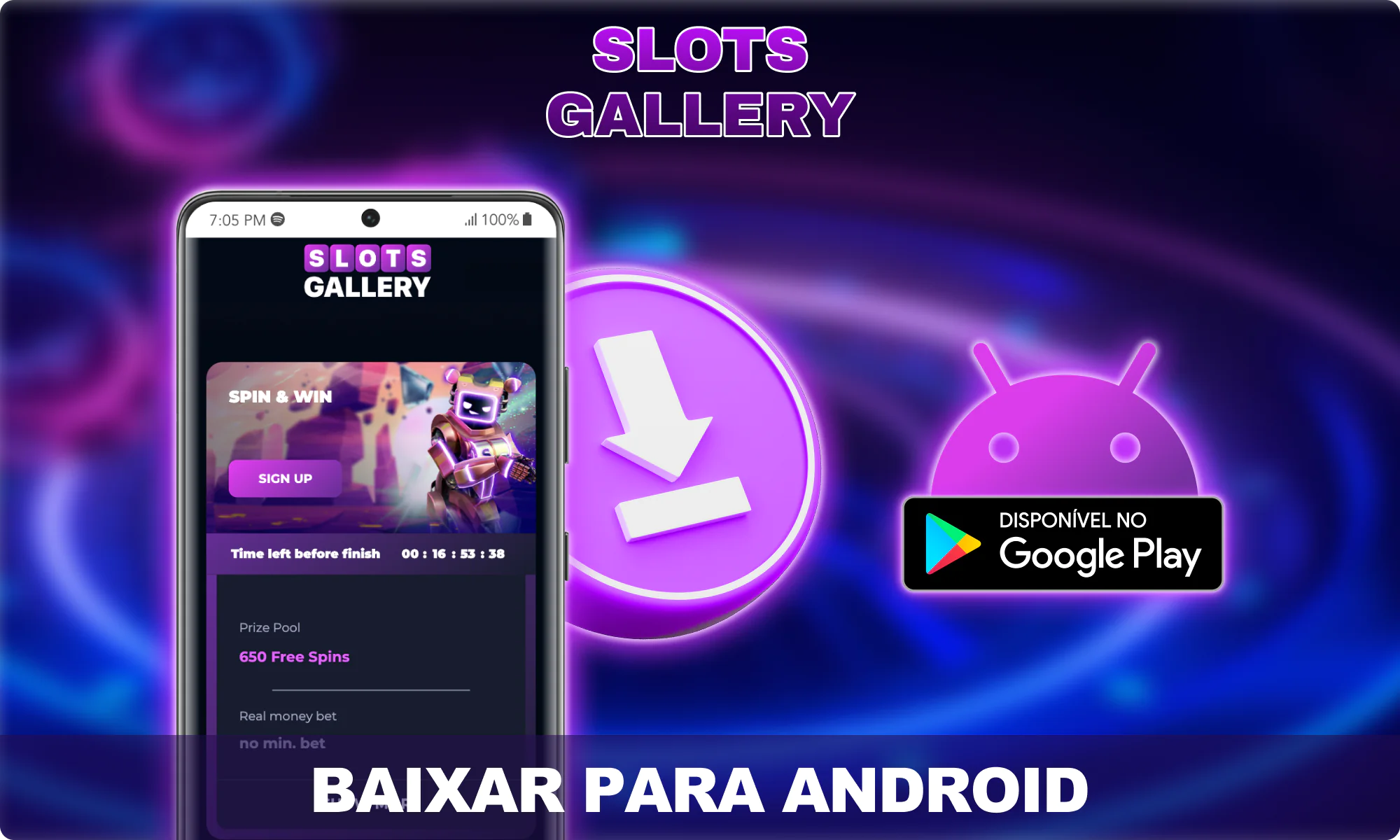 Baixe o aplicativo Android para jogadores brasileiros da Slots Gallery
