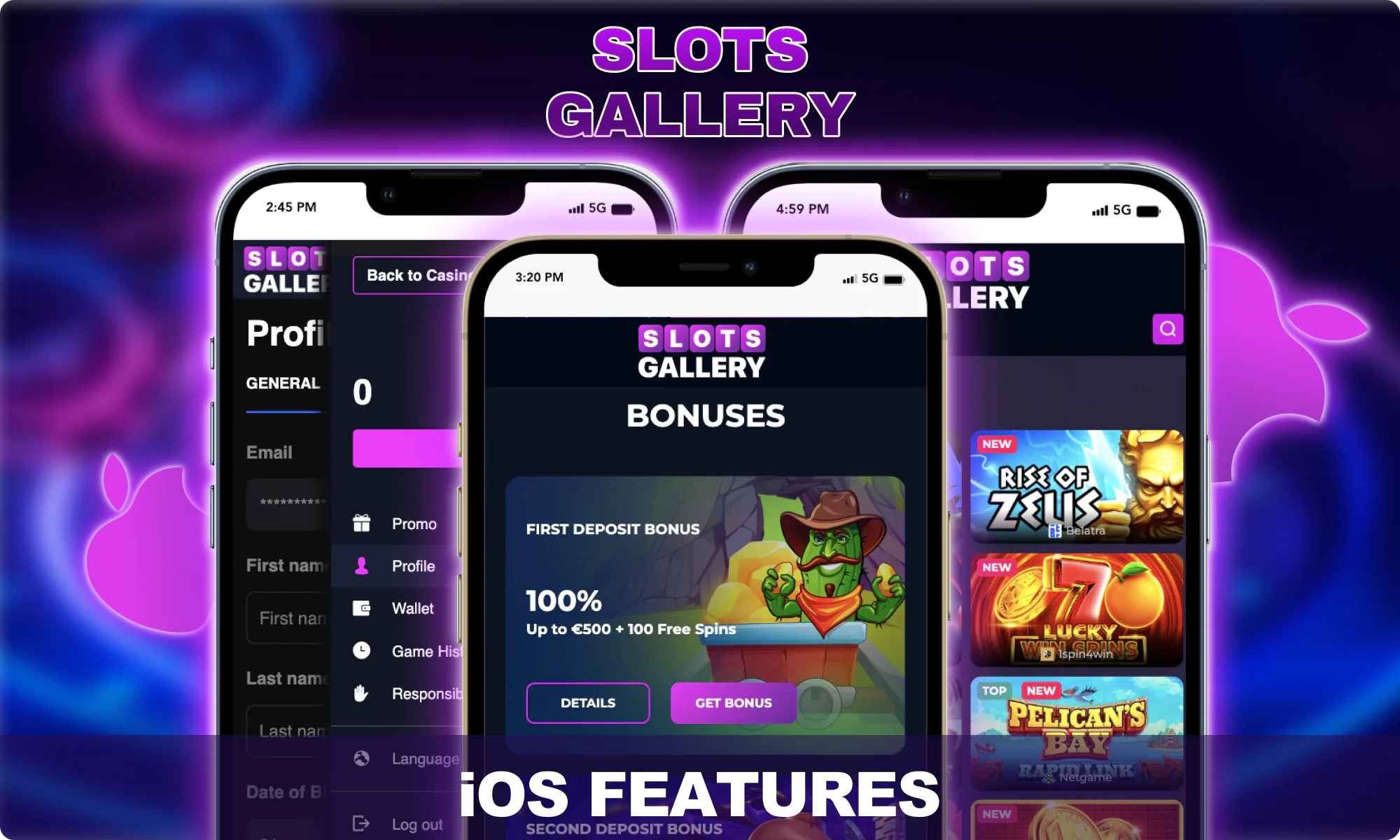 iOS App main Features - Slots Gallery