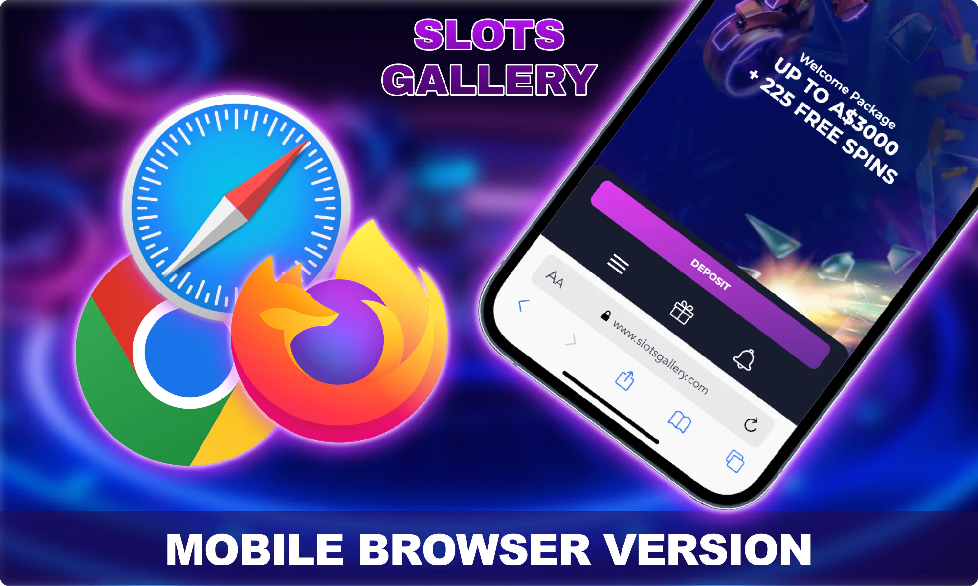 Mobile browser for playing at Slots Gallery