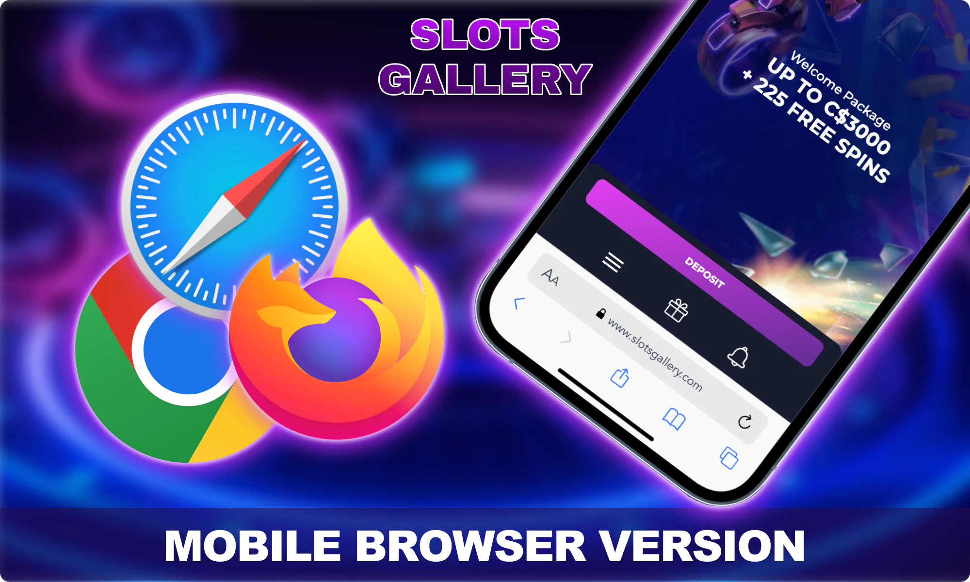 Play through mobile browser at Slots Gallery Australia