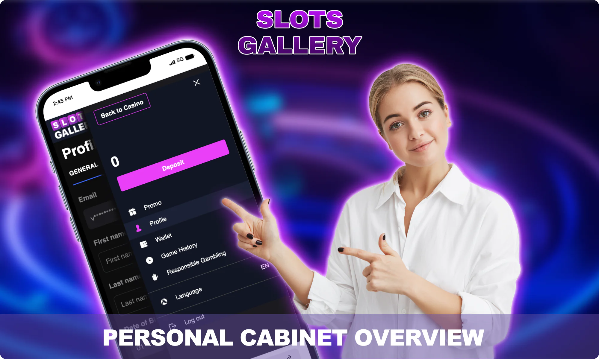 Overview of the personal cabinet - slots Gallery Australia