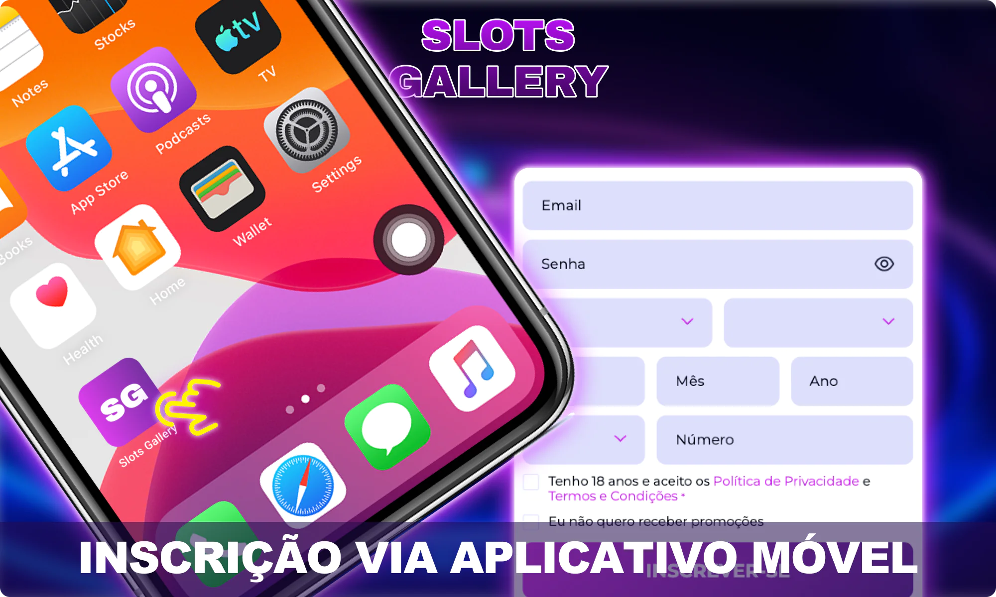 Cadastro pelo aplicativo mobile para jogadores do Brasil - Slots Gallery