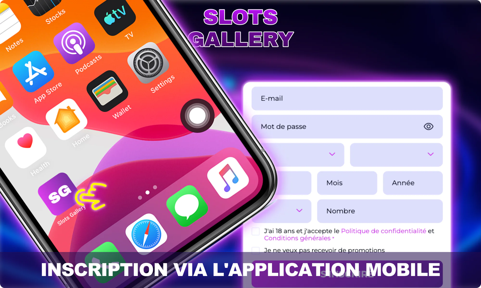 Créer un compte via l'application mobile - Slots Gallery Canada