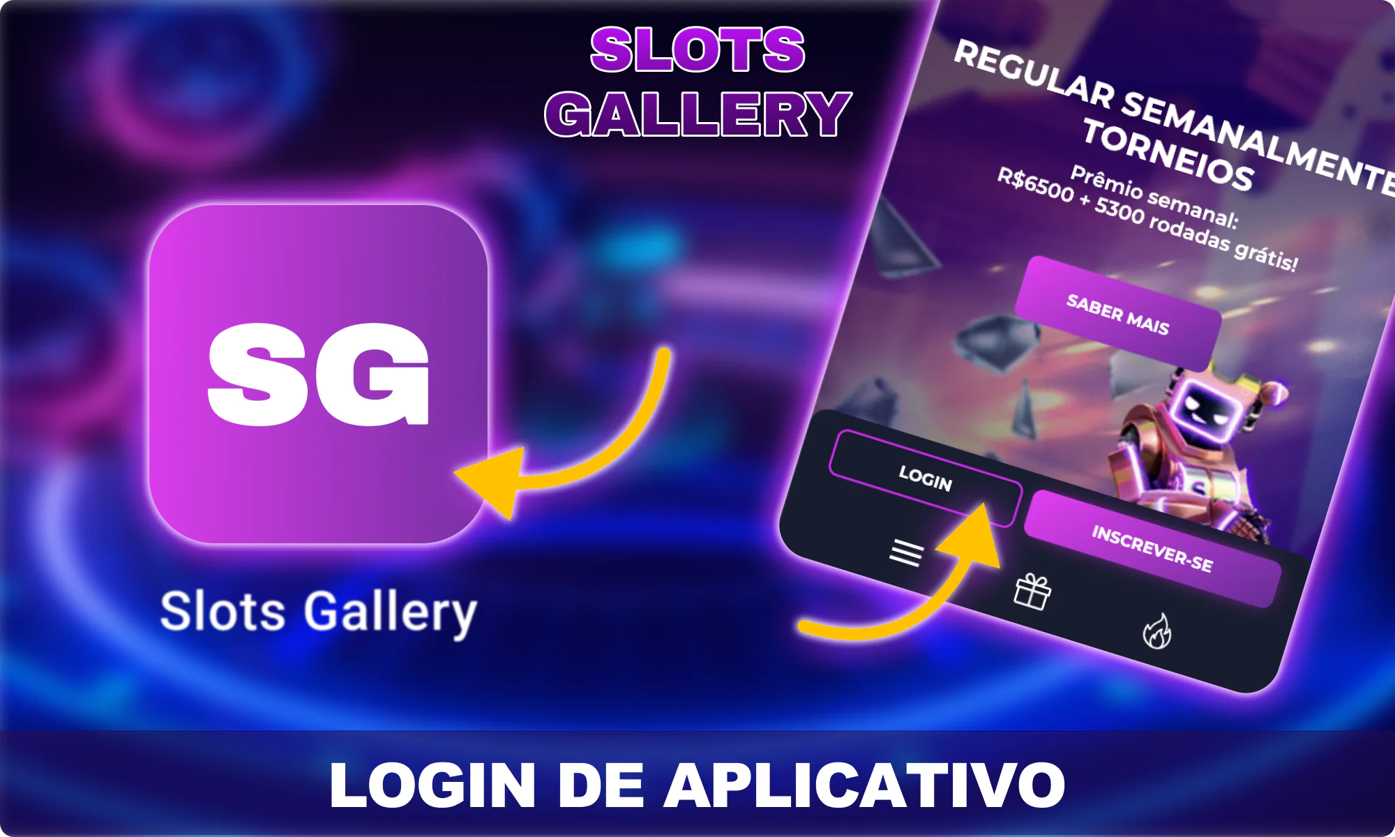 Login via aplicativo móvel - Slots Gallery Brasil