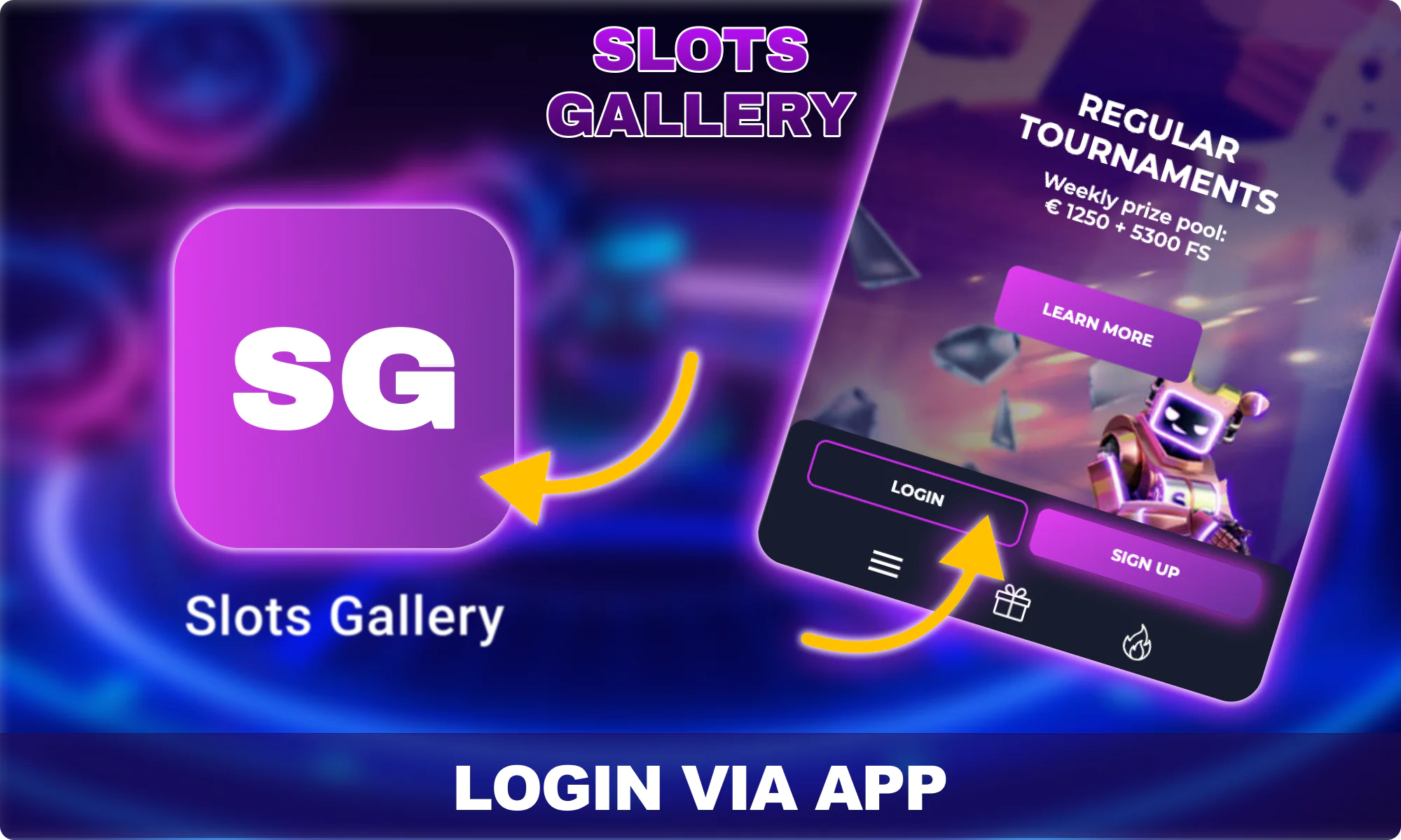 Login Mobile App - Slots Gallery for players